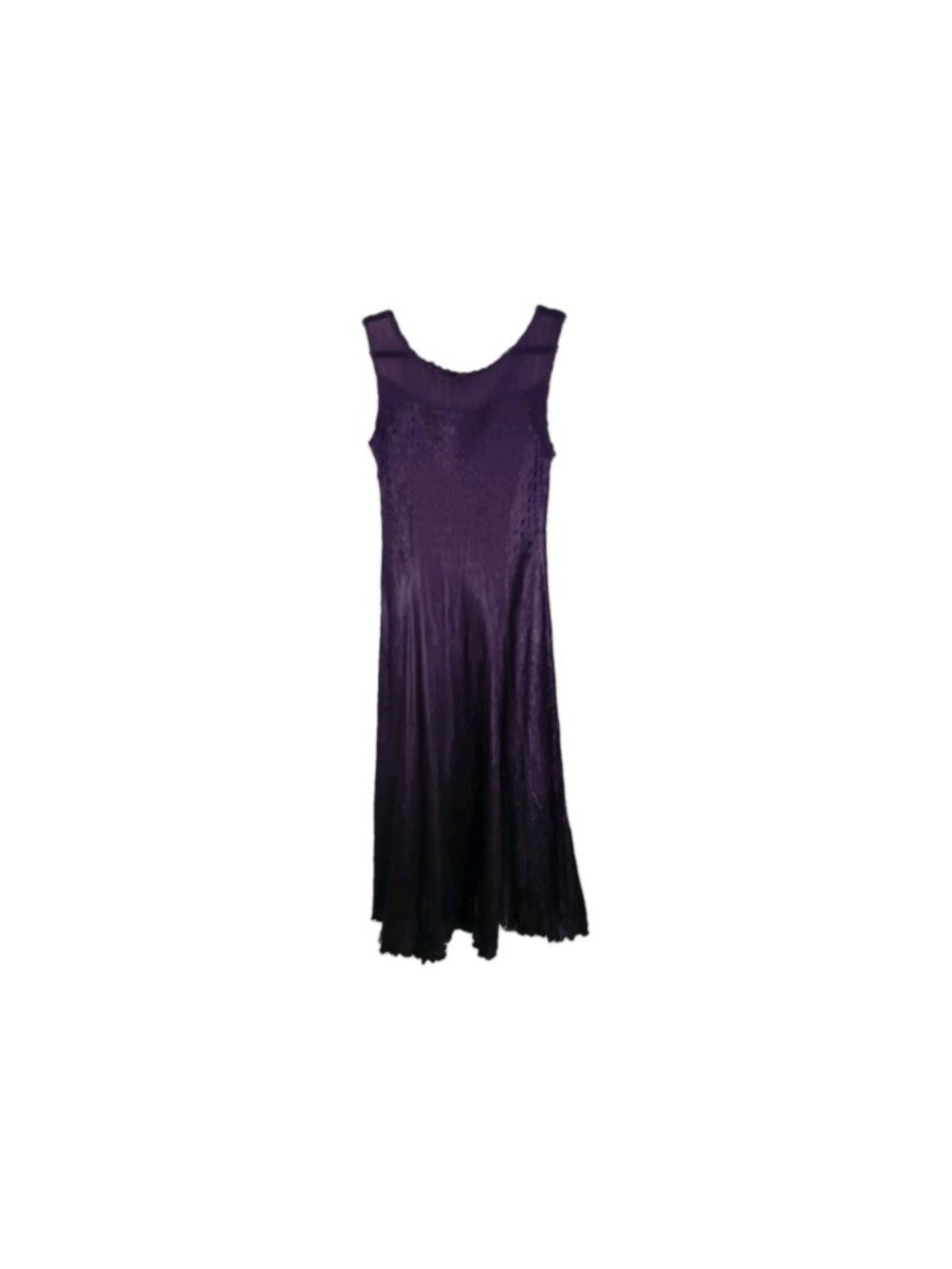 Komarov Dress Womens Large Purple Pleated Crinkle Maxi Asymmetrical Hem Sequin